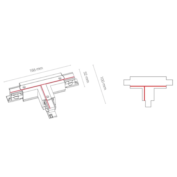 T-ŁĄCZNIK szynoprzewodu uziemienie wewnętrzne - prawe 8241 Nowodvorski do 3-fazowej szyny natynkowej 230V biały