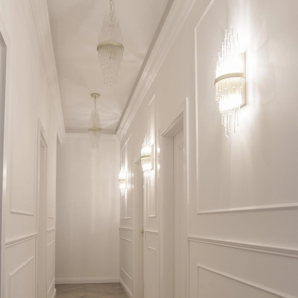 Glamour LAMPA ścienna REYKJAVIK W02073CP Cosmolight salonowy kinkiet kryształowy pałacowy szampański