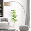 Łukowa lampa podłogowa Wiley 93138/06 rattanowy abażur beż czarny