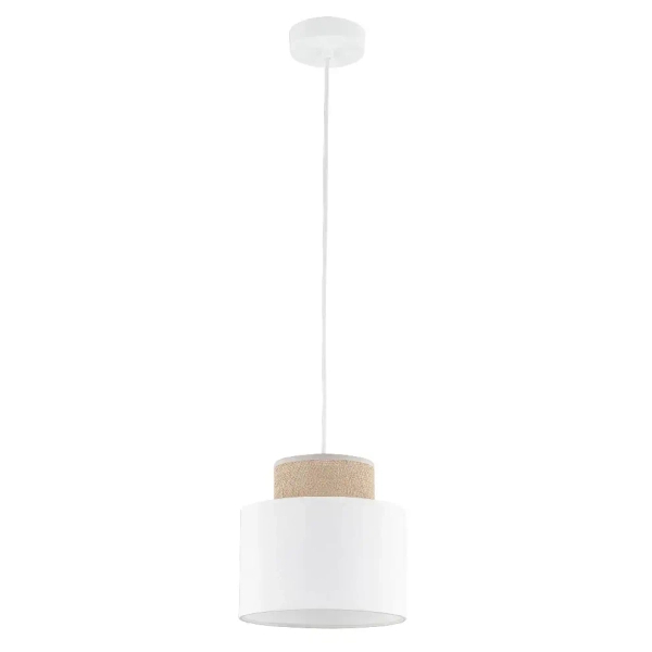 Nowoczesna lampa wisząca Duo 10078 tuba naturalna juta biały