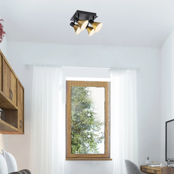 Sufitowa lampa kwadratowa Alvaro 3159 ruchome reflektorki czarne złote