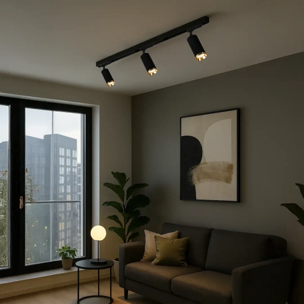 Szynowa trójobwodowa lampa Mica Track ML2194 tubka czarny złoty