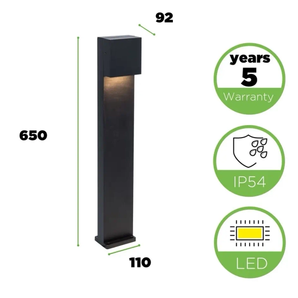 Ogrodowa lampa stojąca Gemini 7104002012 LED 9,2W 3000K IP54 czarny