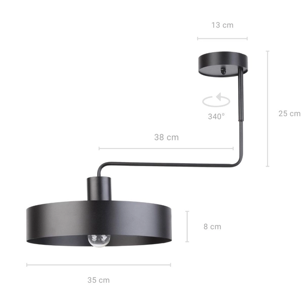 Plafon LAMPA sufitowa VASCO 31549 Sigma loftowa OPRAWA metalowa na wysięgniku czarna