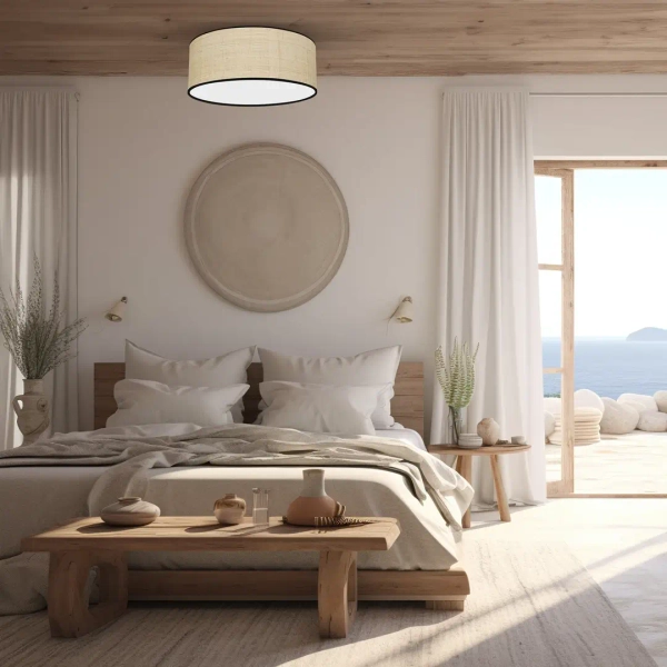 Naturalna lampa sufitowa MARSHALL MLP71067 do salonu rattan biały