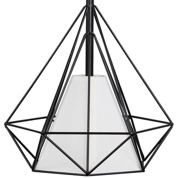 Druciana LAMPA wisząca HIRA 314550 Polux abażurowa OPRAWA industrialny ZWIS metalowy czarny biały