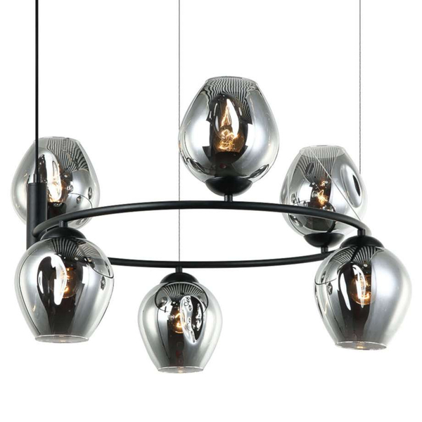 LAMPA wisząca ROXANE MDM-4045-6 BK+SG Italux industrialna OPRAWA okrągły zwis grafitowy