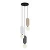 Okrągła lampa wisząca Lorenzo PND-59815B-3-MLTI potrójna beżowy szary