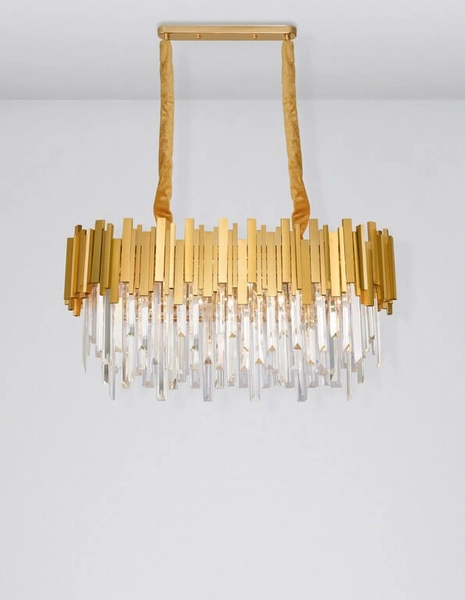 Stylowa lampa wisząca Campana do jadalni crystal złota