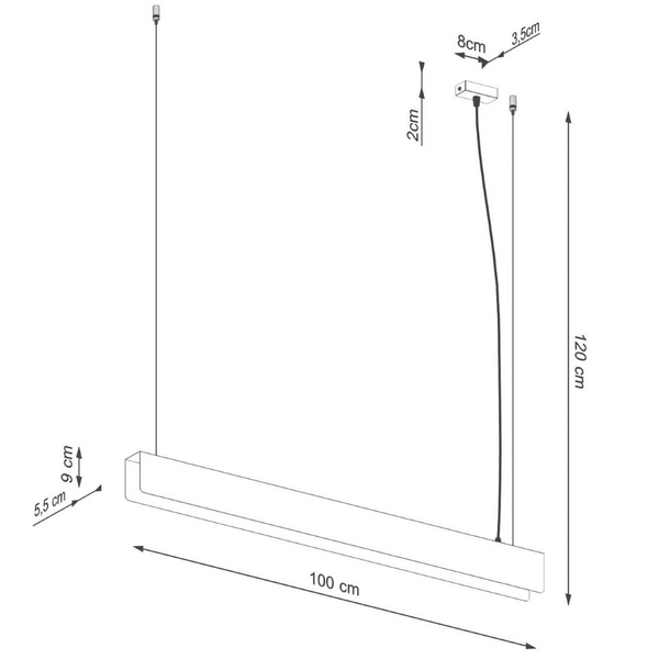Zwisająca lampa na belce Spark SL.1394 nad wyspę listwa biała