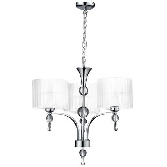 Abażurowa lampa wisząca Impress do salonu biała chrom