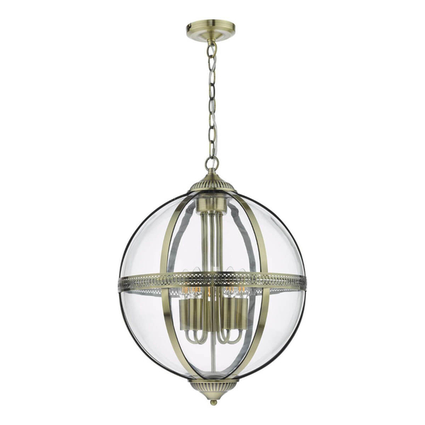 Salonowa lampa wisząca Vanessa VAN0575 Dar Lighting przezroczysta mosiądz