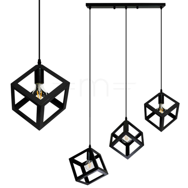 LAMPA wisząca SWEDEN 310361 Polux metalowa OPRAWA listwa zwis kaskada klatki kostki czarne