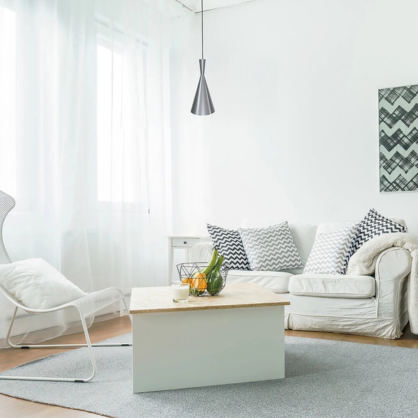 Metalowa lampa wisząca Trincola 5311 stożek do salonu nad stolik srebrny