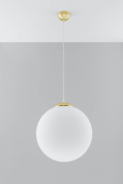 Skandynawska LAMPA wisząca SL.0717 szklana OPRAWA loftowy ZWIS kula biała złota