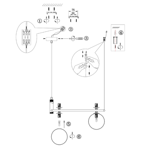 LAMPA wisząca RING MOD013PL-04B Maytoni szklana OPRAWA modernistyczny ZWIS kule balls czarne