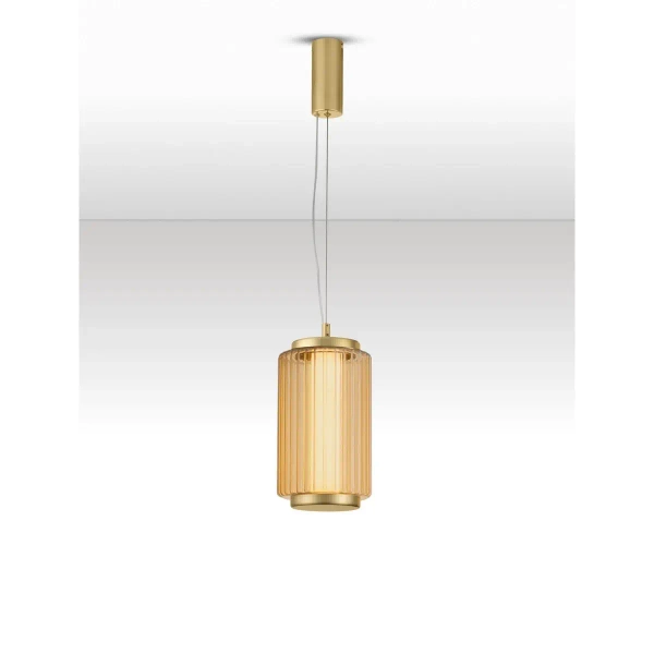 Szklana wisząca lampa TABRUNO LE45170 LED 10W 3000K bursztynowa