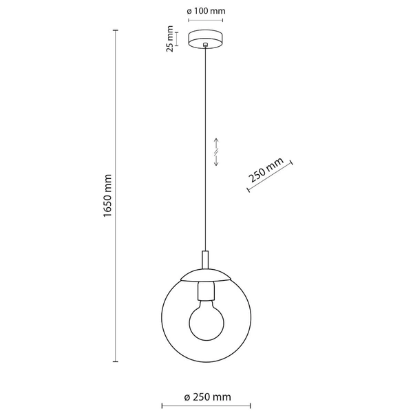 Zwisająca lampa nad stół Esme 3266 kula szklana przezroczysta czarna