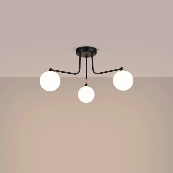 Kulista lampa sufitowa ASTRAL SL.1662 potrójna biała czarna