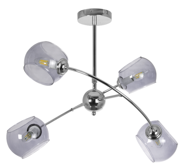 Loftowa lampa sufitowa VEN 2690/4 szklane klosze chrom przydymione