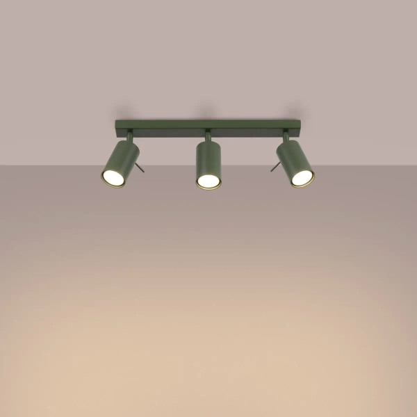 Potrójna lampa sufitowa RING SL.1502 regulowane tubki oliwkowe