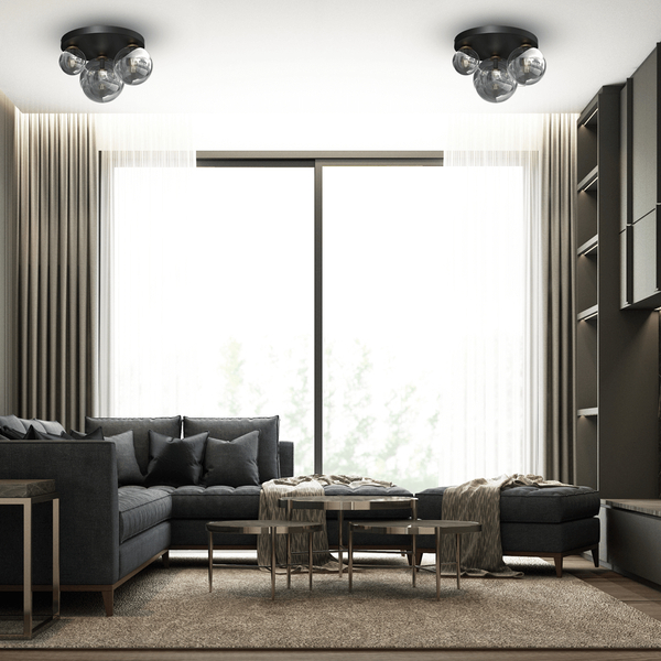 Loftowa lampa sufitowa Reflex szklane kule przydymione