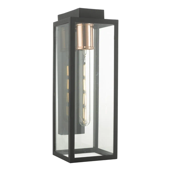 Tarasowa lampa ścienna Naxos NAX1522 szklana prostokątna IP43 czarny