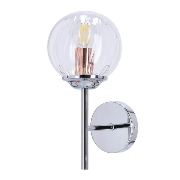 Szklany kinkiet ścienny Best 21-67234 kula chrom przezroczysty