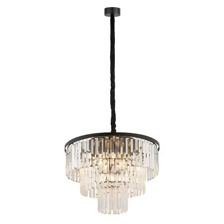 Lampa wisząca Cristal 7616 kryształy zwis przezroczysty czarny
