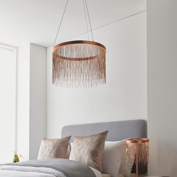 Wisząca lampa nad stół Zelma 92178 outlet LED 20W 2800K do salonu miedziana