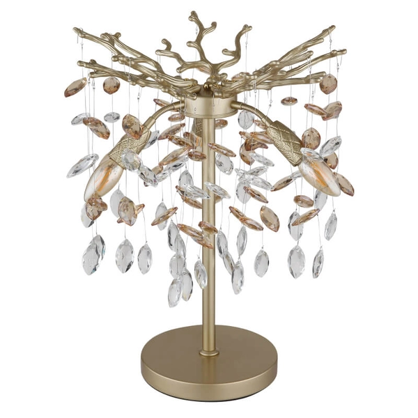 Kryształowa nocna lampka Queena 64138TG glamour bursztynowa złota