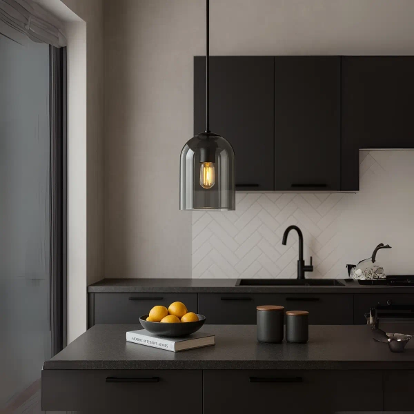 Szklana zwisająca lampa Elaris LP-8103/1P SM przydymiona czarny