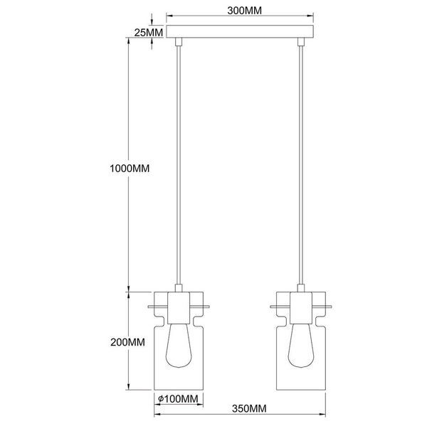 Loftowa lampa wisząca Nivio LP-2811/2L AM nad wyspę przydymiona czarna