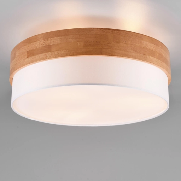 Owalna lampa nasufitowa SEASONS 611500301 Trio okrąg drewniany biały