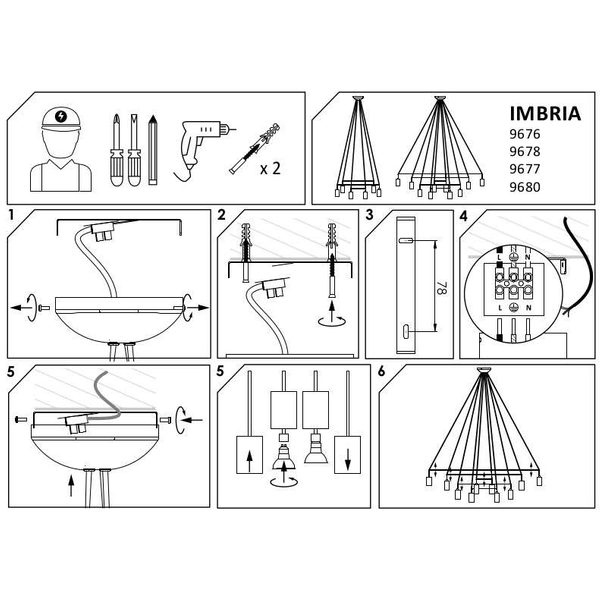 LAMPA wisząca IMBRIA 9677 Nowodvorski OPRAWA zwis kable  pająk  czarny