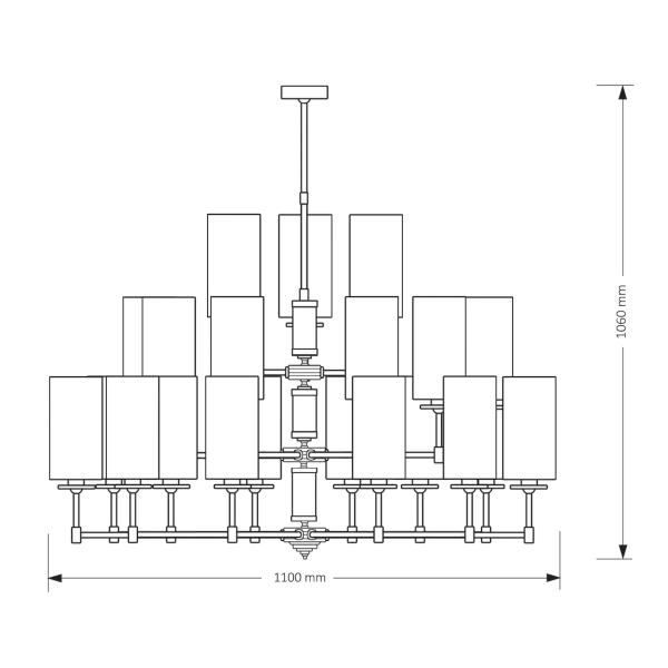 Abażurowy żyrandol do jadalni Empoli EMP-ZW-12+6+3 (ZM) czarny mosiądz