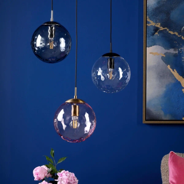 Loftowa wisząca lampa Ripple SP71-RIP8810 szklana kula chrom przydymiony