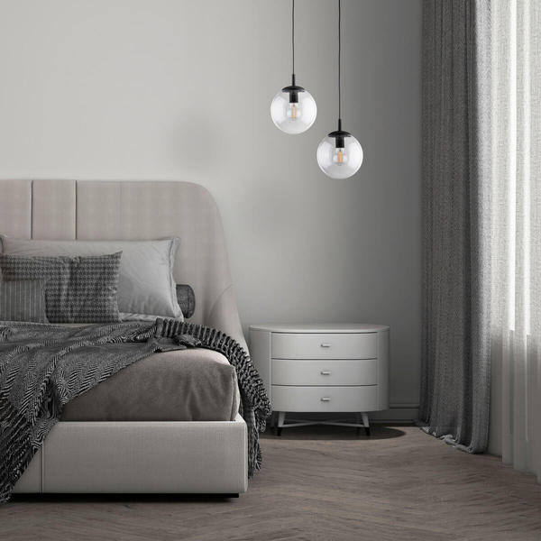 Wisząca lampa do kuchni Esme 3267 bańka czarna przezroczysta