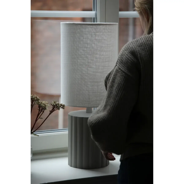 Lampka biurkowa Can 108831 bawełniana z abażurem biały szary