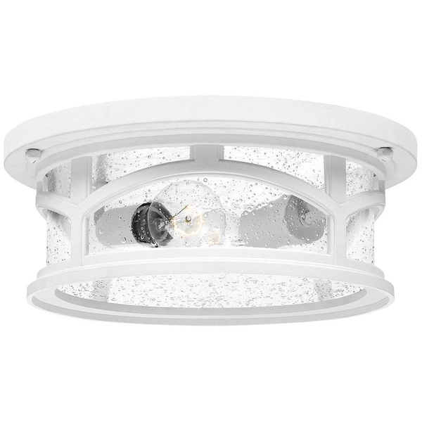 Sufitowa LAMPA industrialna QZ-MARBLEHEAD-F-WHT Elstead QUOIZEL okrągła OPRAWA plafon metalowy zewnętrzny IP44 biały
