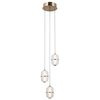 Szklana lampa zwieszana Alani PND-34375-3-HBR LED 45W 3000K owalna złoty