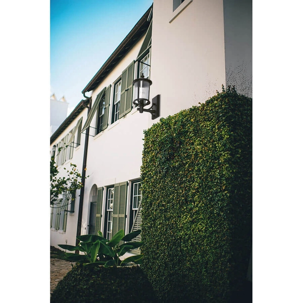 Zewnętrzny kinkiet elewacyjny Miami K-8220 IP44 metalowy szklany czarny