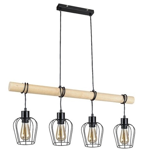 Druciana LAMPA wisząca FABIAN 5247 Rabalux drewniana belka czarna