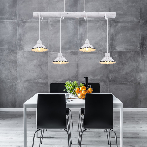 Prowansalska LAMPA wisząca JOWITA 54050-4H Globo metalowa OPRAWA zwis shabby biały czarny