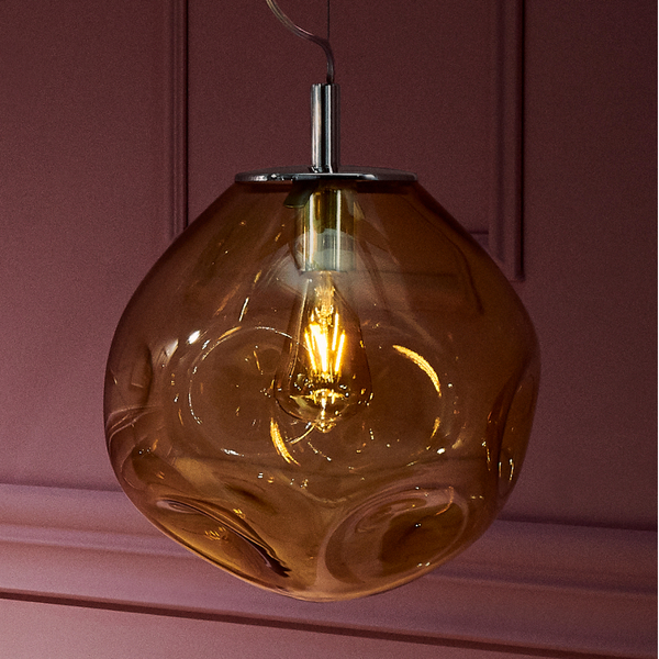 LAMPA wisząca AVIA S 10416115 Kaspa szklana OPRAWA zwis bursztynowy