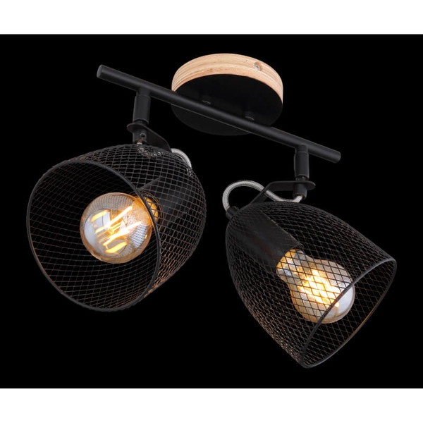 Sufitowa lampa kierunkowa Josina 54034-2 czarna drewno