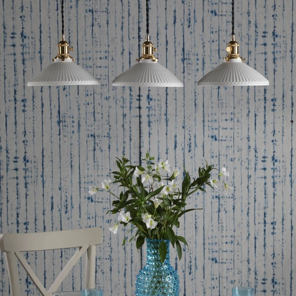 Wisząca lampa ceramiczna Hadano HAD3640-10 potrójna mosiądz biały