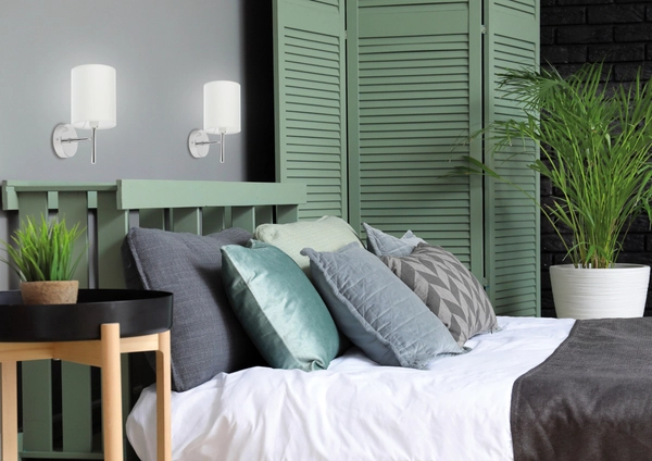 Kinkiet lampa ścienna YAN 21-45249 abażurowa tuba chrom biała