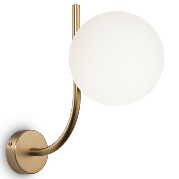Nowoczesna lampa ścienna Rendez-vous MOD109WL-01BS biała mosiądz