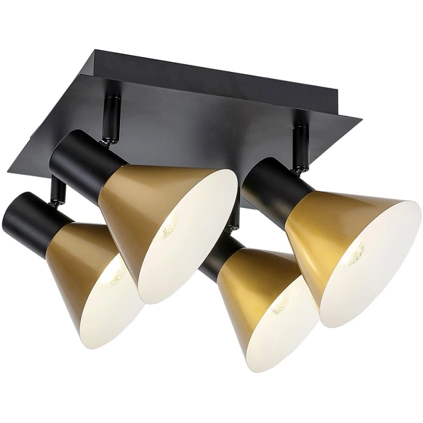 Sufitowa lampa kwadratowa Alvaro 3159 ruchome reflektorki czarne złote